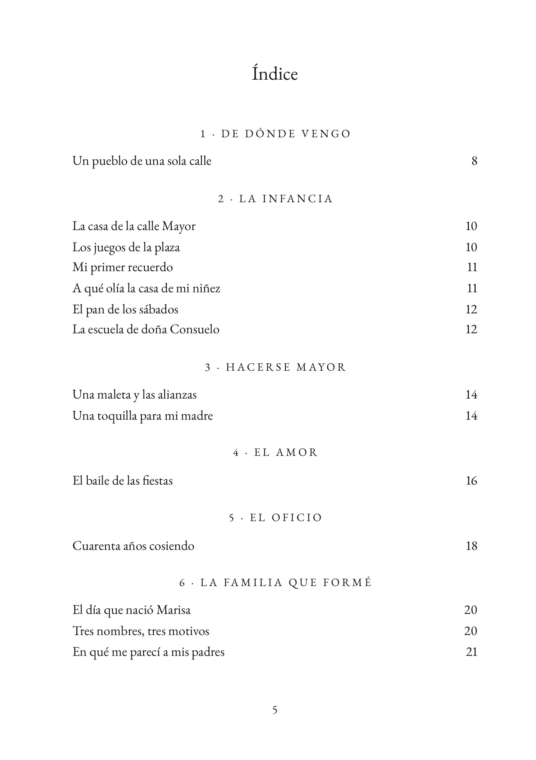 Una página del libro de muestra: El índice: cada capítulo, y cada respuesta con su página.