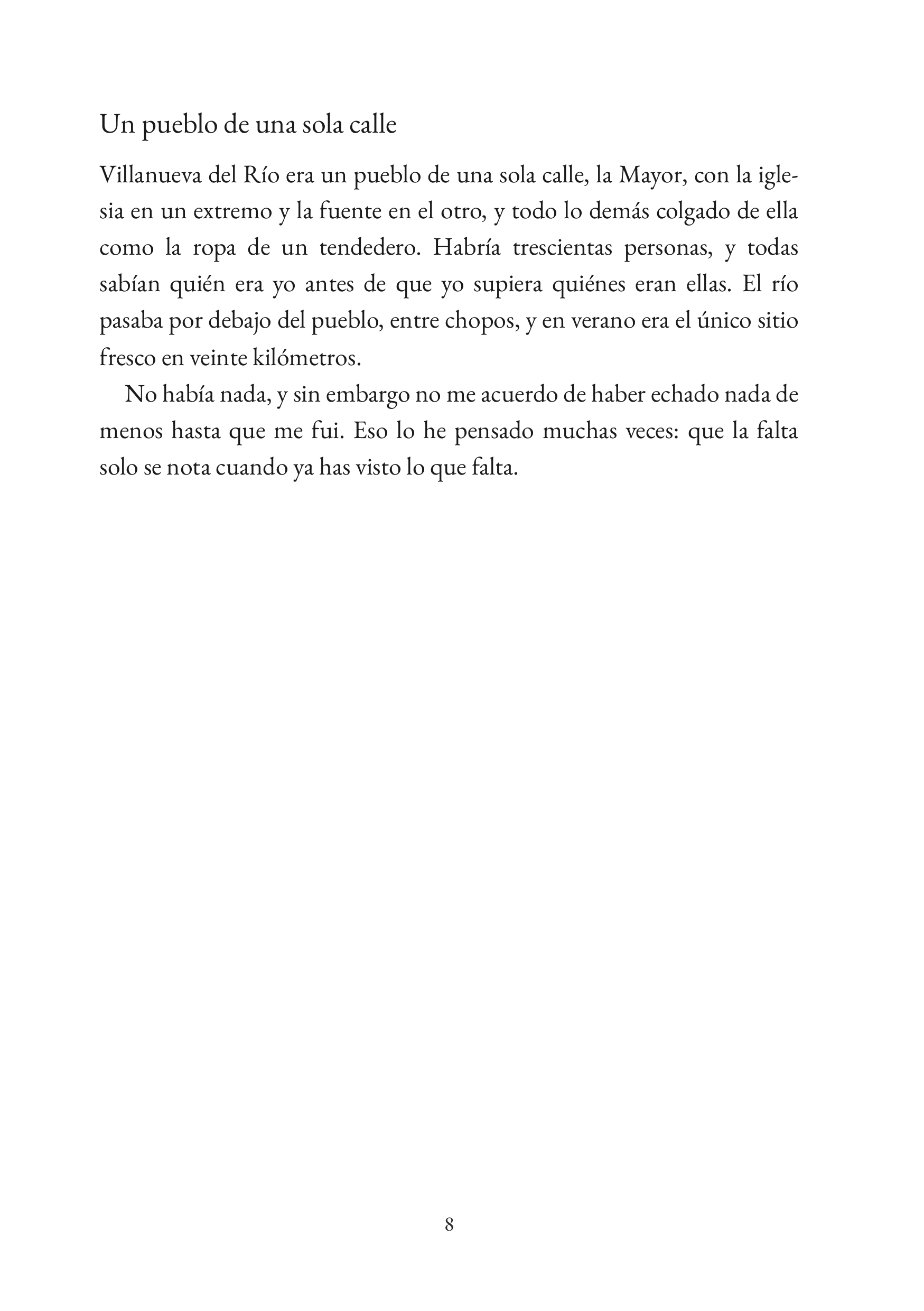 Una página del libro de muestra: El texto. Una respuesta detrás de otra, cada una con un título breve.