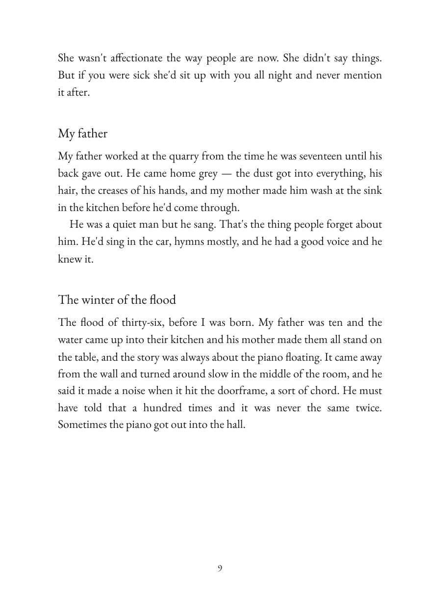 A page from the sample book: The text. One answer after another, each under a short title.
